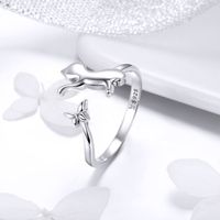 Casual Cute Cat Sterling Silver Inlay Zircon Open Rings main image 5