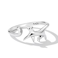 Casual Cute Cat Sterling Silver Inlay Zircon Open Rings main image 3
