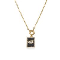 Vintage Style Devil's Eye Square Copper Enamel Plating Inlay Zircon 18k Gold Plated Pendant Necklace main image 3