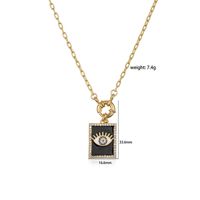 Vintage Style Devil's Eye Square Copper Enamel Plating Inlay Zircon 18k Gold Plated Pendant Necklace main image 2