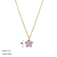 Wholesale Sweet Flower Stainless Steel Artificial Crystal Pendant Necklace sku image 2