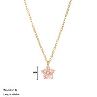 Wholesale Sweet Flower Stainless Steel Artificial Crystal Pendant Necklace sku image 5
