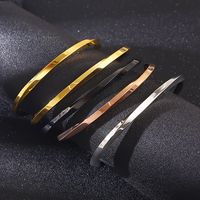 Stainless Steel 18K Gold Plated Hip-Hop Rock Plating Solid Color Bangle main image 2