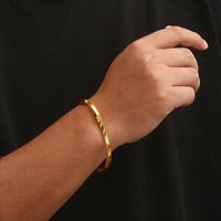 Acier Inoxydable Plaqué Or 18K Hip Hop Roche Placage Couleur Unie Bracelet main image 8