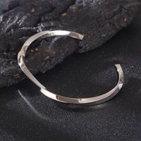Stainless Steel 18K Gold Plated Hip-Hop Rock Plating Solid Color Bangle main image 3