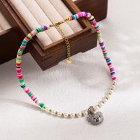 Cute Sweet Little Bear Stainless Steel Soft Clay Copper Beaded Plating Inlay Zircon 14k Gold Plated 18k Gold Plated Women's Pendant Necklace sku image 1