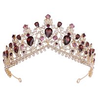 Fashion Water Droplets Crown Alloy Hollow Out Inlay Rhinestones Crown 1 Piece sku image 7