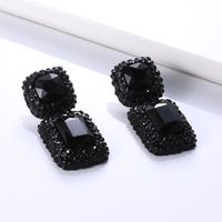 1 Pair Retro Square Inlay Alloy Glass Ear Studs main image 1
