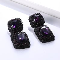 1 Pair Retro Square Inlay Alloy Glass Ear Studs main image 7