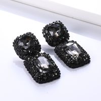 1 Pair Retro Square Inlay Alloy Glass Ear Studs main image 6