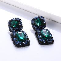1 Pair Retro Square Inlay Alloy Glass Ear Studs main image 4