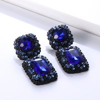 1 Pair Retro Square Inlay Alloy Glass Ear Studs main image 2
