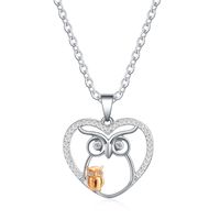 Cute Simple Style Classic Style Owl Copper Plating Inlay Zircon Silver Plated Pendant Necklace main image 2