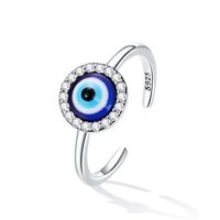 Casual Ojo Del Diablo Plata Esterlina Circón Anillos Abiertos Al Mayoreo sku image 2