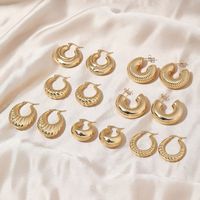 1 Pair Simple Style Solid Color Commute Geometric Semicircle Circle Plating Stainless Steel 18K Gold Plated Earrings main image 5