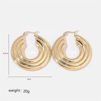 1 Pair Simple Style Solid Color Commute Geometric Semicircle Circle Plating Stainless Steel 18K Gold Plated Earrings main image 3