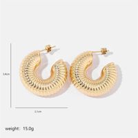 1 Pair Simple Style Solid Color Commute Geometric Semicircle Circle Plating Stainless Steel 18K Gold Plated Earrings sku image 8