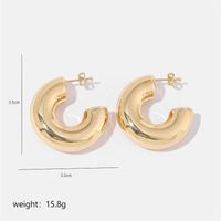 1 Pair Simple Style Solid Color Commute Geometric Semicircle Circle Plating Stainless Steel 18K Gold Plated Earrings sku image 9