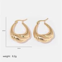 1 Pair Simple Style Solid Color Commute Geometric Semicircle Circle Plating Stainless Steel 18K Gold Plated Earrings sku image 4