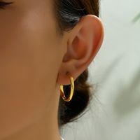 1 Pair IG Style Basic Round Plating 201 Stainless Steel 18K Gold Plated Earrings main image 4