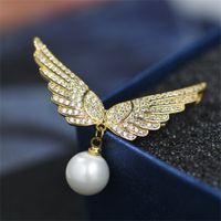Elegant Wings Alloy Pearl Rhinestones Women's Brooches sku image 1