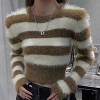 Women's Sweater Long Sleeve Sweaters & Cardigans Casual Stripe sku image 1