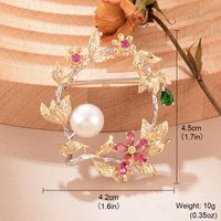 Elegant Glam Krone Feder Blume Kupfer Überzug Inlay Künstliche Perlen Zirkon Frau Broschen 1 Stück sku image 8