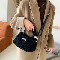 Women's Plush Solid Color Cute Classic Style Sewing Thread Square Zipper Handbag sku image 5