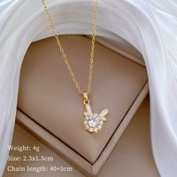 Luxurious Simple Style Heart Shape Artificial Gemstones Titanium Steel Brass Wholesale Rings Necklace sku image 2