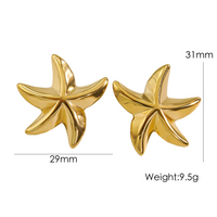 1 Pair Casual Marine Style Starfish 304 Stainless Steel 14K Gold Plated Ear Studs sku image 2