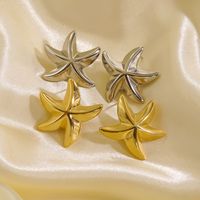 1 Pair Casual Marine Style Starfish 304 Stainless Steel 14K Gold Plated Ear Studs main image 1