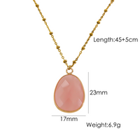 Wholesale Elegant Luxurious Simple Style Solid Color 304 Stainless Steel Copper Plating Inlay Natural Stone Solitaire Necklace sku image 2