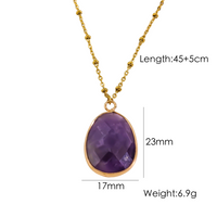 Wholesale Elegant Luxurious Simple Style Solid Color 304 Stainless Steel Copper Plating Inlay Natural Stone Solitaire Necklace sku image 1