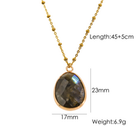 Wholesale Elegant Luxurious Simple Style Solid Color 304 Stainless Steel Copper Plating Inlay Natural Stone Solitaire Necklace sku image 4