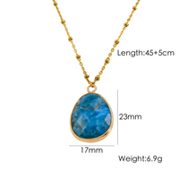 Wholesale Elegant Luxurious Simple Style Solid Color 304 Stainless Steel Copper Plating Inlay Natural Stone Solitaire Necklace sku image 5