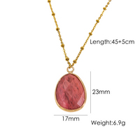 Wholesale Elegant Luxurious Simple Style Solid Color 304 Stainless Steel Copper Plating Inlay Natural Stone Solitaire Necklace sku image 6