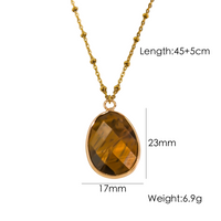 Wholesale Elegant Luxurious Simple Style Solid Color 304 Stainless Steel Copper Plating Inlay Natural Stone Solitaire Necklace sku image 7