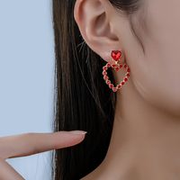 1 Pair Romantic Sweet Heart Shape Plating Inlay Alloy Glass 14k Gold Plated Drop Earrings main image 1