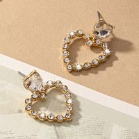 1 Pair Romantic Sweet Heart Shape Plating Inlay Alloy Glass 14k Gold Plated Drop Earrings main image 5