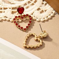1 Pair Romantic Sweet Heart Shape Plating Inlay Alloy Glass 14k Gold Plated Drop Earrings main image 4