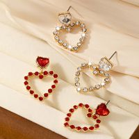 1 Pair Romantic Sweet Heart Shape Plating Inlay Alloy Glass 14k Gold Plated Drop Earrings main image 3