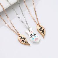 Simple Style Heart Shape Alloy Enamel Plating Mother's Day Mother&daughter Pendant Necklace sku image 1