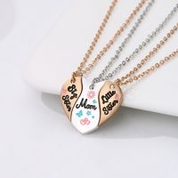 Simple Style Heart Shape Alloy Enamel Plating Mother's Day Mother&daughter Pendant Necklace main image 4