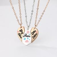 Simple Style Heart Shape Alloy Enamel Plating Mother's Day Mother&daughter Pendant Necklace main image 1