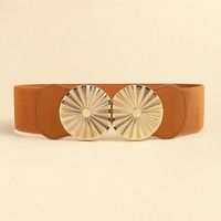 Vacation Modern Style Classic Style Round Pu Leather Alloy Buckle Women's Woven Belts sku image 1