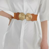 Vacation Modern Style Classic Style Round Pu Leather Alloy Buckle Women's Woven Belts main image 3