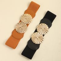 Vacation Modern Style Classic Style Round Pu Leather Alloy Buckle Women's Woven Belts main image 4