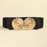 Vacation Modern Style Classic Style Round Pu Leather Alloy Buckle Women's Woven Belts sku image 2