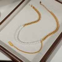 Ig Style Elegant Rectangle Imitation Pearl Titanium Steel Beaded Plating 18k Gold Plated Necklace main image 7