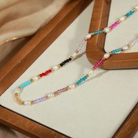 Elegant Einfacher Stil Geometrisch Ein Naturstein Süßwasserperle Titan Stahl Perlen Überzug 18 Karat Vergoldet Halskette main image 8